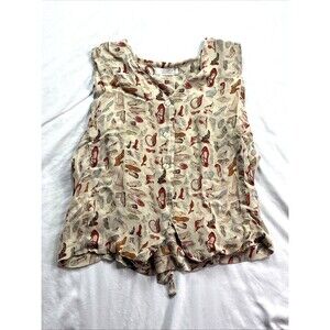 Merilene “A Blow Of Delicacy” Women’s Sz 9 Top Whimsical Shoe Print Back Tie